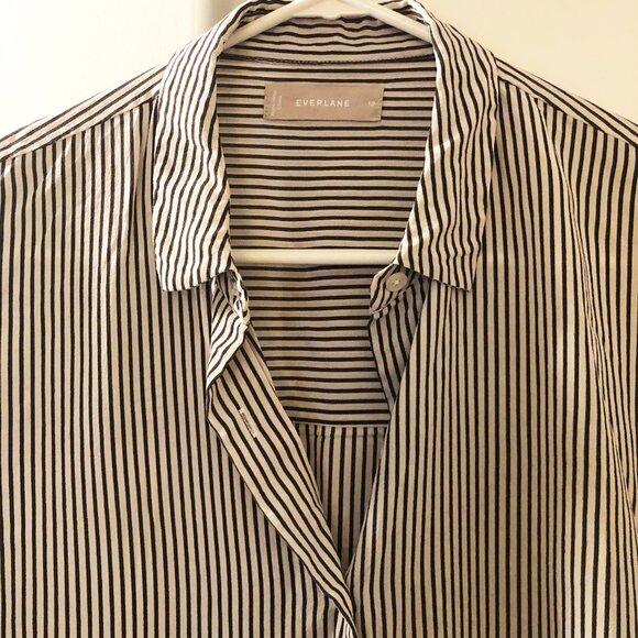 EVERLANE THE CLEAN SILK SHORT-SLEEVE SQUARE SHIRT BOXY OVERSIZE WASHABLE 10 NWOT - Picture 6 of 15